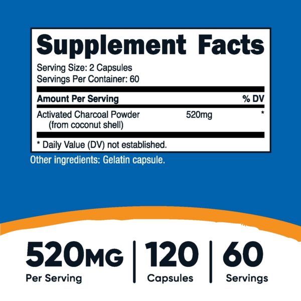 Cápsulas de carbón activado Nutricost para detox digestivo