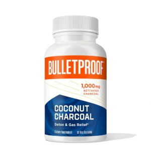 Frasco de cápsulas de carbón de coco Bulletproof para detox
