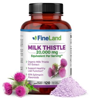 Version 1.0.0 Frasco de cápsulas de cardo mariano FineLand 50:1 para salud hepática