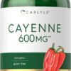 Paquete frontal cápsulas Carlyle pimienta cayena 600 mg 350 unidades