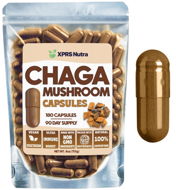 Cápsulas chaga premium XPRS Nutra para impulso de inmunidad y salud