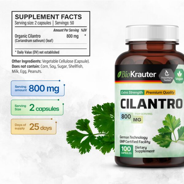 Cápsulas de cilantro BIO KRAUTER para antioxidantes y salud