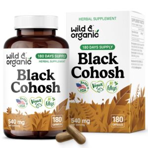 Botella de cápsulas de cohosh negro orgánico para mujeres