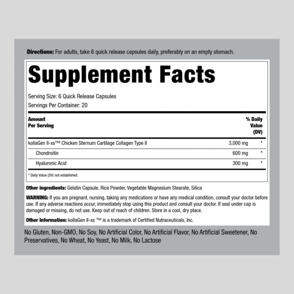 Version 1.0.0 Cápsulas de colágeno tipo II Piping Rock en mano