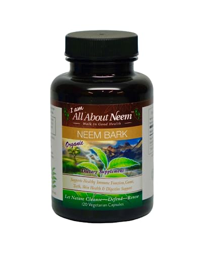 Frasco de cápsulas de corteza de neem orgánico 400 mg