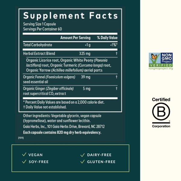 Cápsulas Cramp Relief suplemento herbal equilibrio hormonal