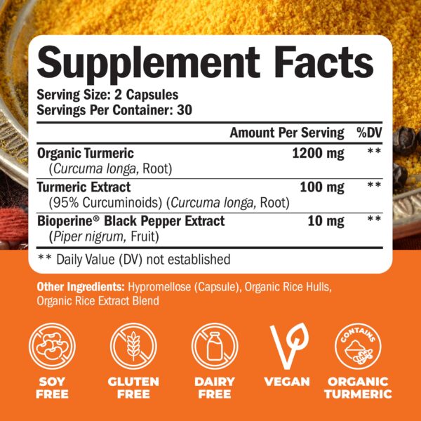 Cápsulas de cúrcuma orgánica Vimerson Health