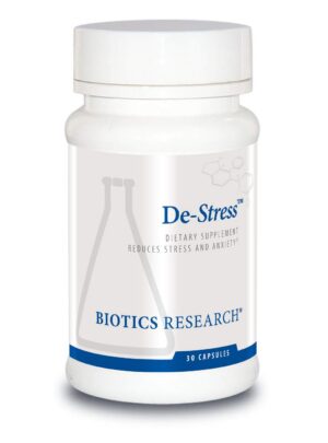 Version 1.0.0 Cápsulas De-Stress Biotics Research en envase