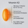 Cápsulas deportivas vitamina K2 MK7 180 mcg con aceite de coco