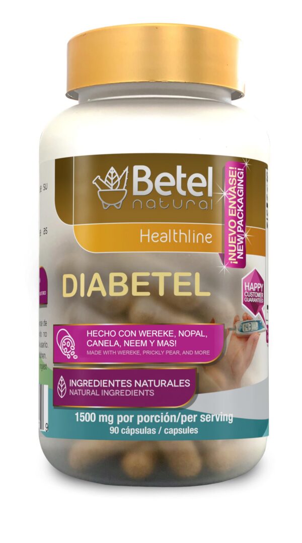 Frasco de cápsulas Diabetel Betel Natural 90 unidades