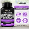 Cápsulas doradas HSN100 para salud de cabello piel uñas