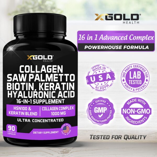 Cápsulas doradas HSN100 para salud de cabello piel uñas