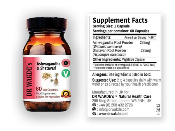 Cápsulas DR WAKDE Ashwagandha y Shatavari apoyo bienestar natural