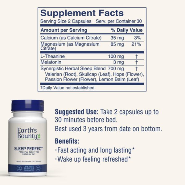 Version 1.0.0 Cápsulas Earth's Bounty Sleep Perfect para sueño reparador