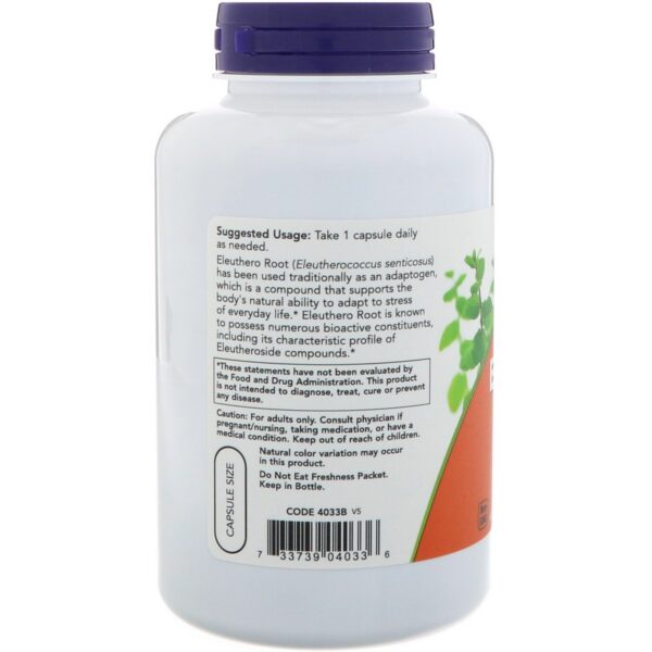 Cápsulas Eleuthero adaptógeno Now Foods 500mg