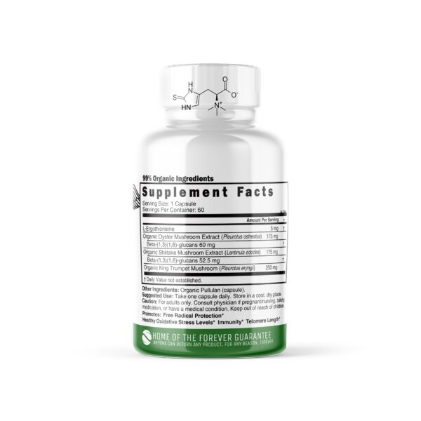 Cápsulas ergothioneína y complejo de hongos orgánicos Nature's Fusions