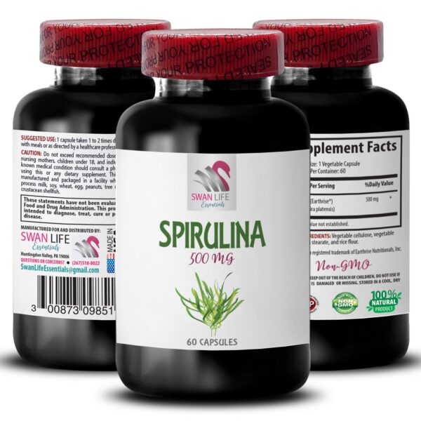 Cápsulas de espirulina y chlorella para sistema inmunológico saludable
