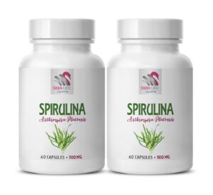 Cápsulas de espirulina y clorela para salud general
