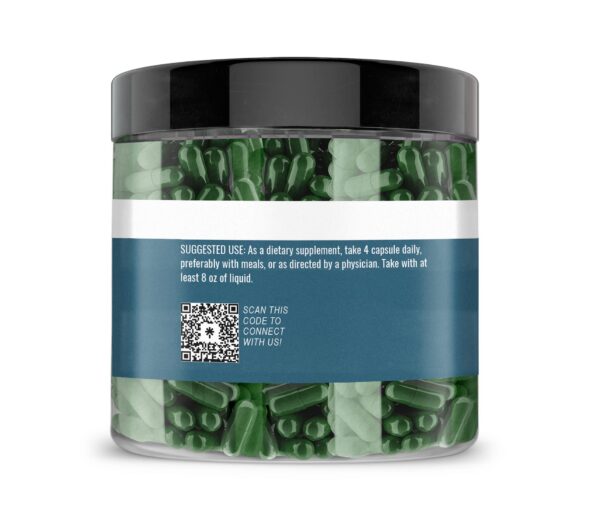 Version 1.0.0 cápsulas de espirulina Earthborn Elements en mano