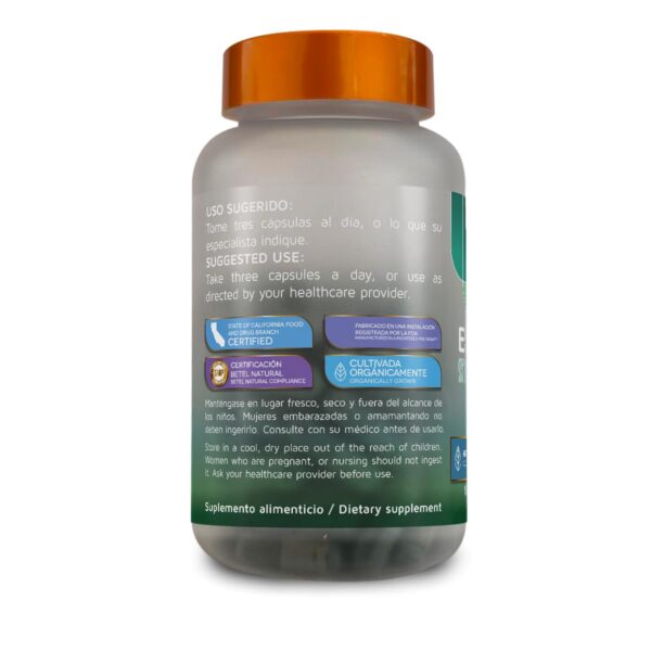 Cápsulas de espirulina orgánica Betel Natural para salud