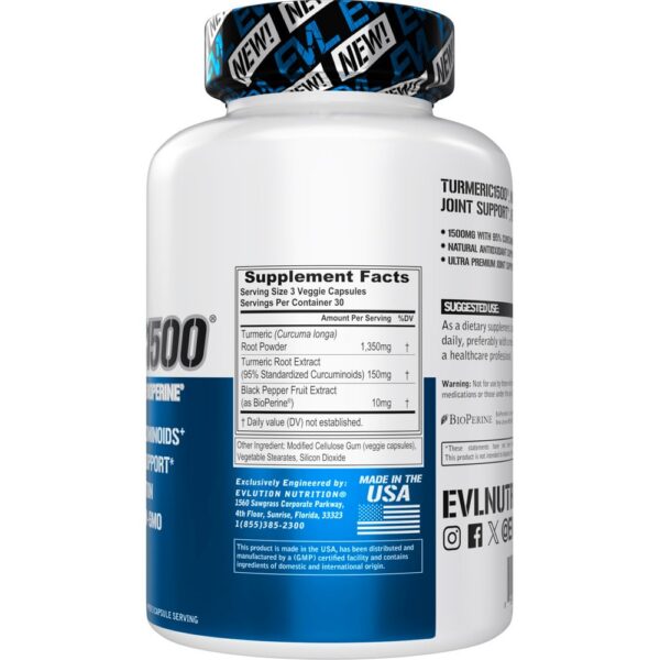 Cápsulas EVL Herbal Relief cúrcuma antioxidante