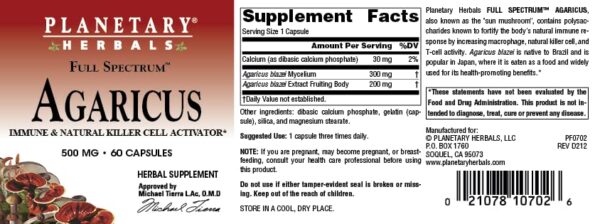 Cápsulas de Extracto de Agaricus