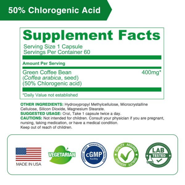 Cápsulas de extracto de café verde Lovita alta potencia