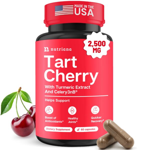 Cápsulas de extracto de cereza ácida con cúrcuma y apio