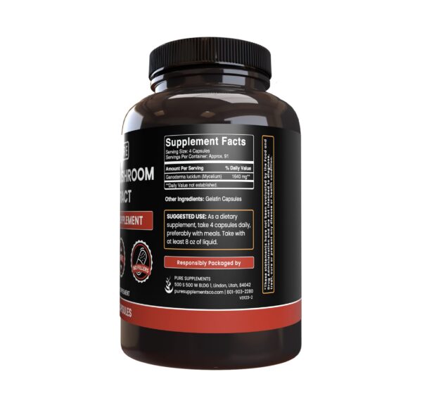 Version 1.0.0 Cápsulas extracto Reishi natural puro sin magnesio ni relleno arroz