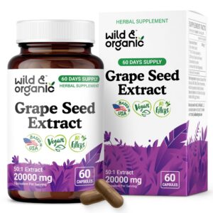 Version 1.0.0 Cápsulas de extracto de semilla de uva Wild Organic botella