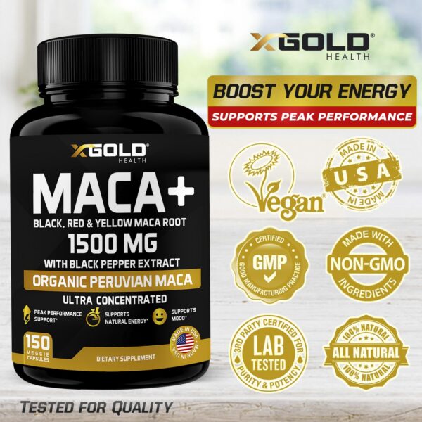 Cápsulas fáciles de tragar X Gold Health Maca Orgánica