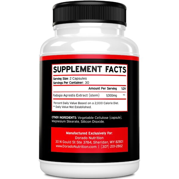 Cápsulas de Fadogia Agrestis para fuerza y masa muscular sin gluten