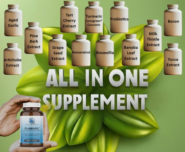 Cápsulas de Flamasil con cúrcuma y extractos naturales para inflamación