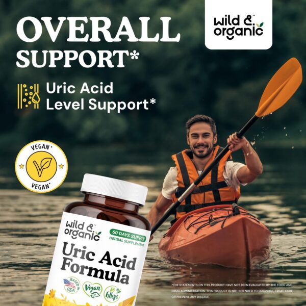 Version 1.0.0 Cápsulas de fórmula ácido úrico Wild & Organic en primer plano