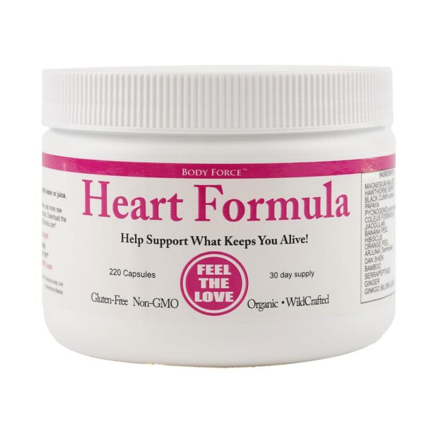 Version 1.0.0 Frasco de cápsulas fórmula corazón con ingredientes naturales.
