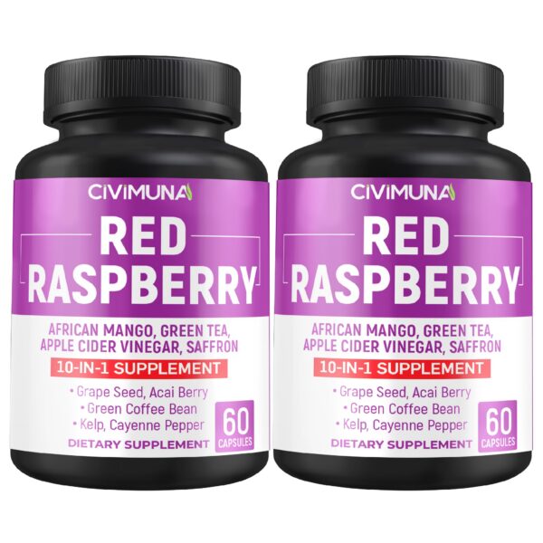 Frasco de cápsulas de frambuesa roja CIVIMUNA