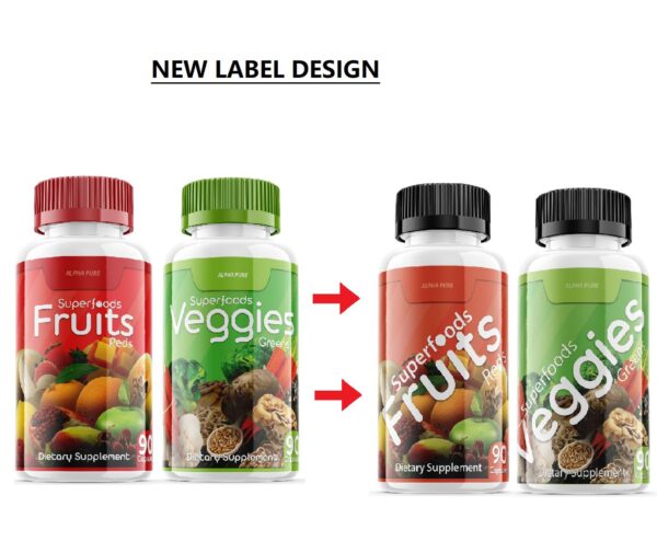 Version 1.0.0 Cápsulas de frutas y vegetales Alpha Pure Superfoods cerca