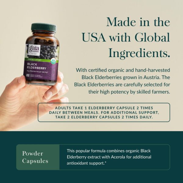 Cápsulas Gaia Herbs apoyo inmunológico con saúco negro