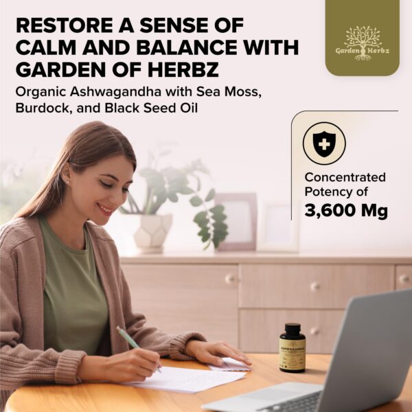 Cápsulas Garden of Herbz Ashwagandha y musgo marino para energía