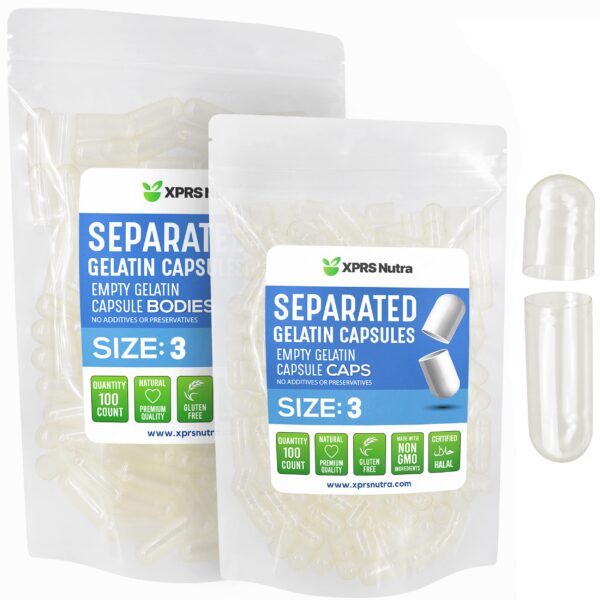 Cápsulas gelatina vacías claras tamaño 3 XPRS Nutra 100ct