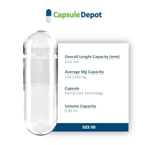 Capsulas de gelatina vacías transparente size 00 CapsuleDepot