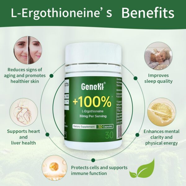 Version 1.0.0 Cápsulas GENEIII ergothioneina para longevidad salud cerebral y cardiaca