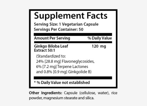 Cápsulas naturales de Ginkgo Biloba para enfoque y memoria