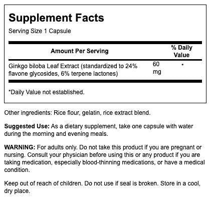 Cápsulas ginkgo biloba swanson para funciones cognitivas saludables