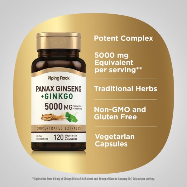 Cápsulas ginseng 5000mg Piping Rock vegetales naturales