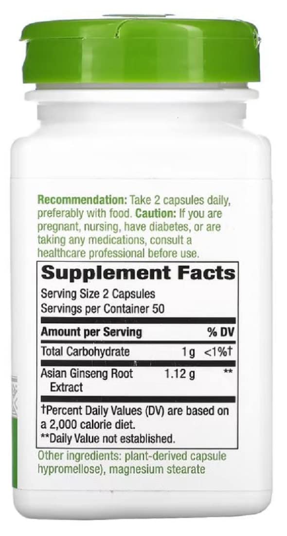 Cápsulas de Ginseng Coreano Nature's Way para energía y fatiga