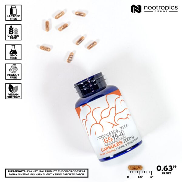 Cápsulas ginseng Panax 200 mg Nootropics Depot 60 unidades