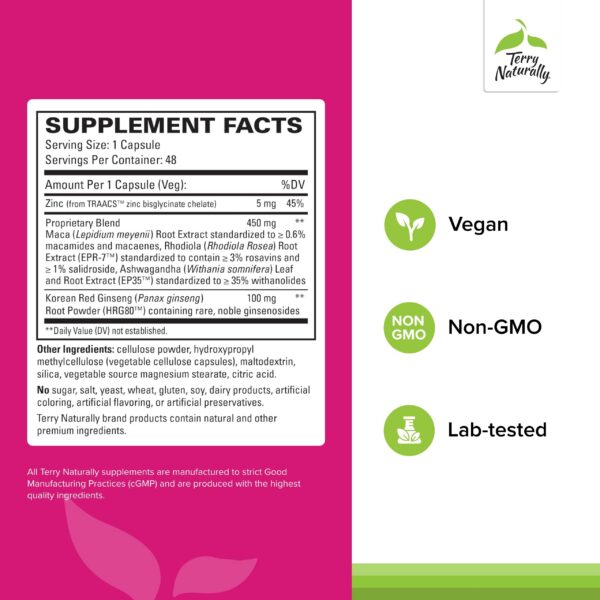 Cápsulas de ginseng rojo y ashwagandha Terry Naturally