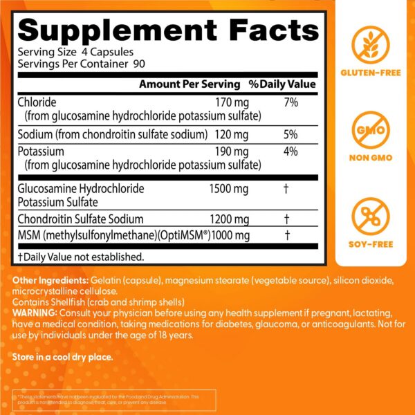 Cápsulas glucosamina-condroitina-msm