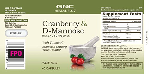 Cápsulas GNC Herbal Plus Cranberry D-Mannose 60 unidades